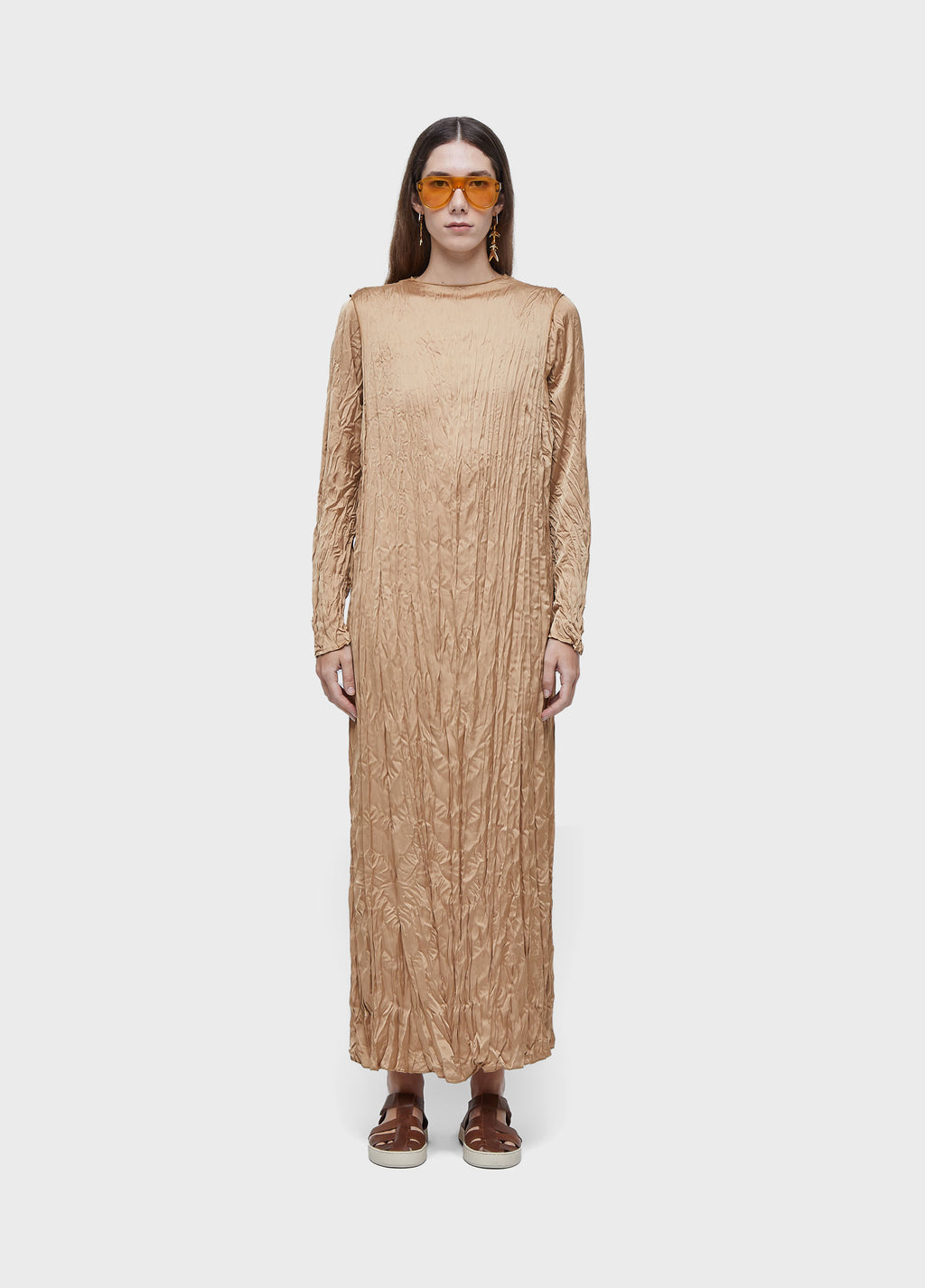 WRINKLED SATIN DOUBLE FACE DRESS