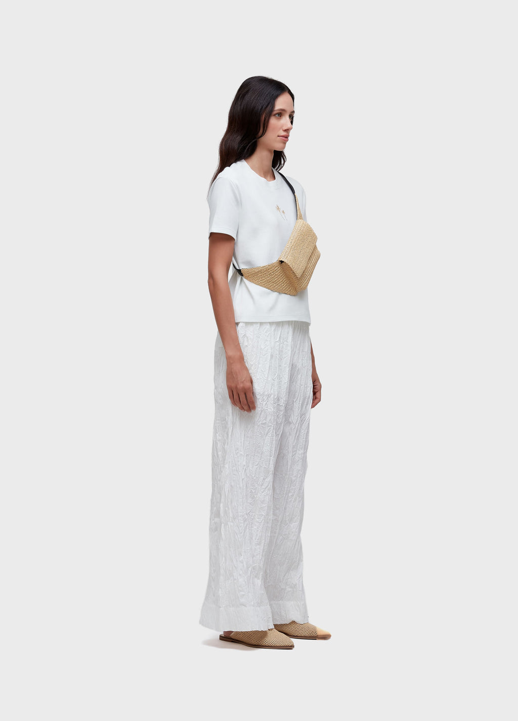 WRINKLE TRICOLINE STRAIGHT-LEG PANTS