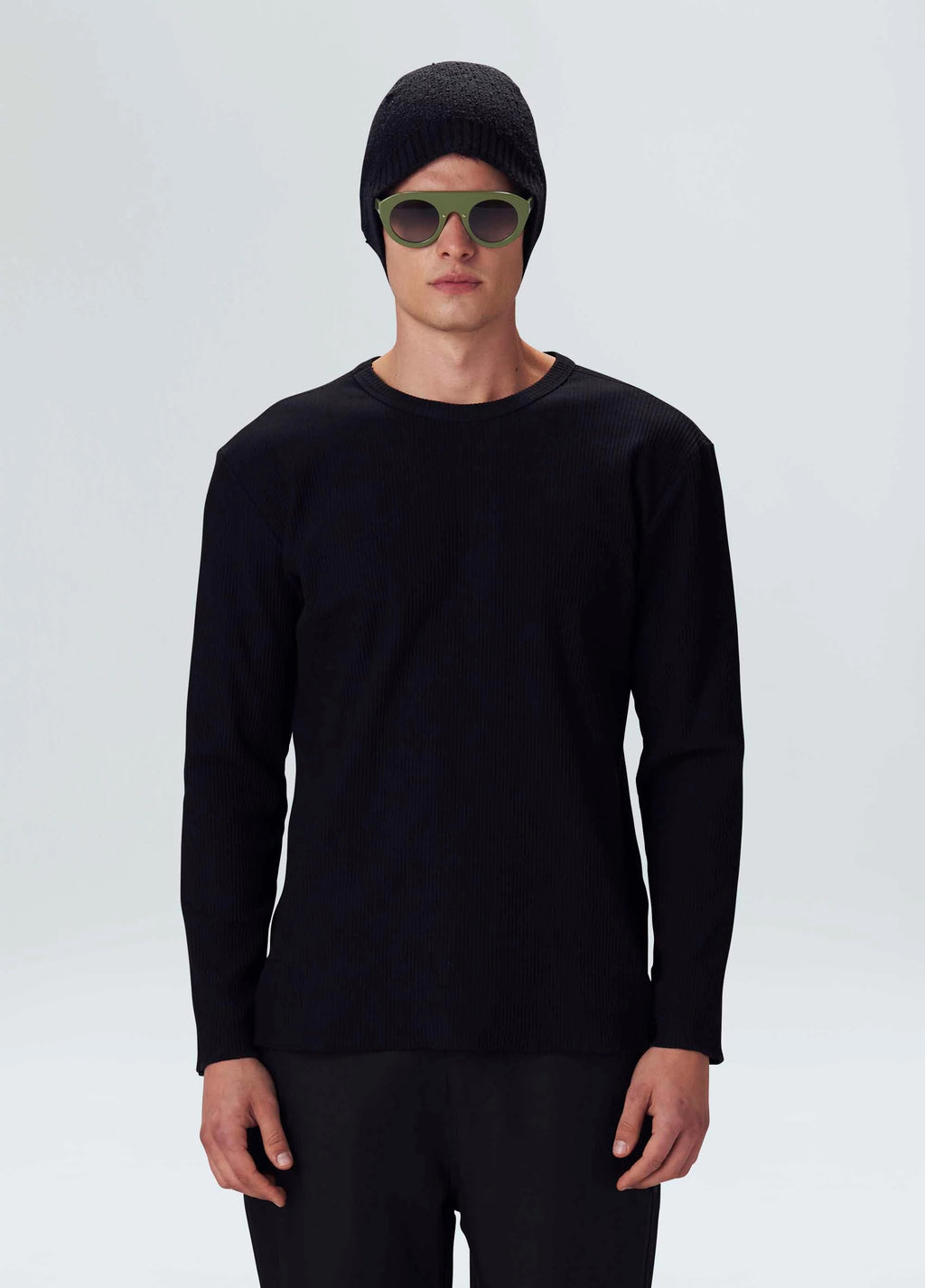 RIB KNIT LONG SLEEVE T-SHIRT