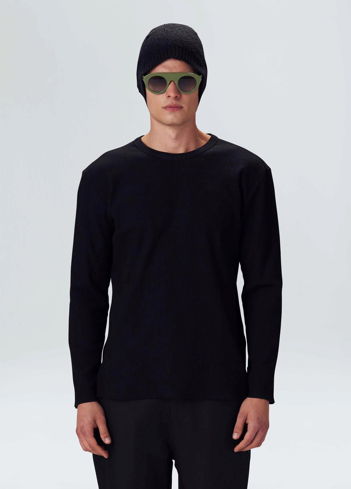 RIB KNIT LONG SLEEVE T-SHIRT