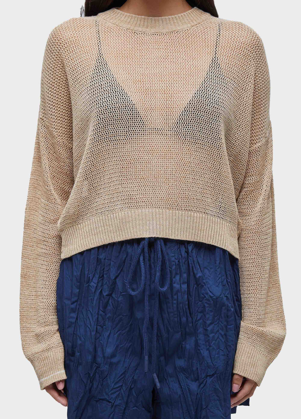 CORK KNIT LS BLOUSE