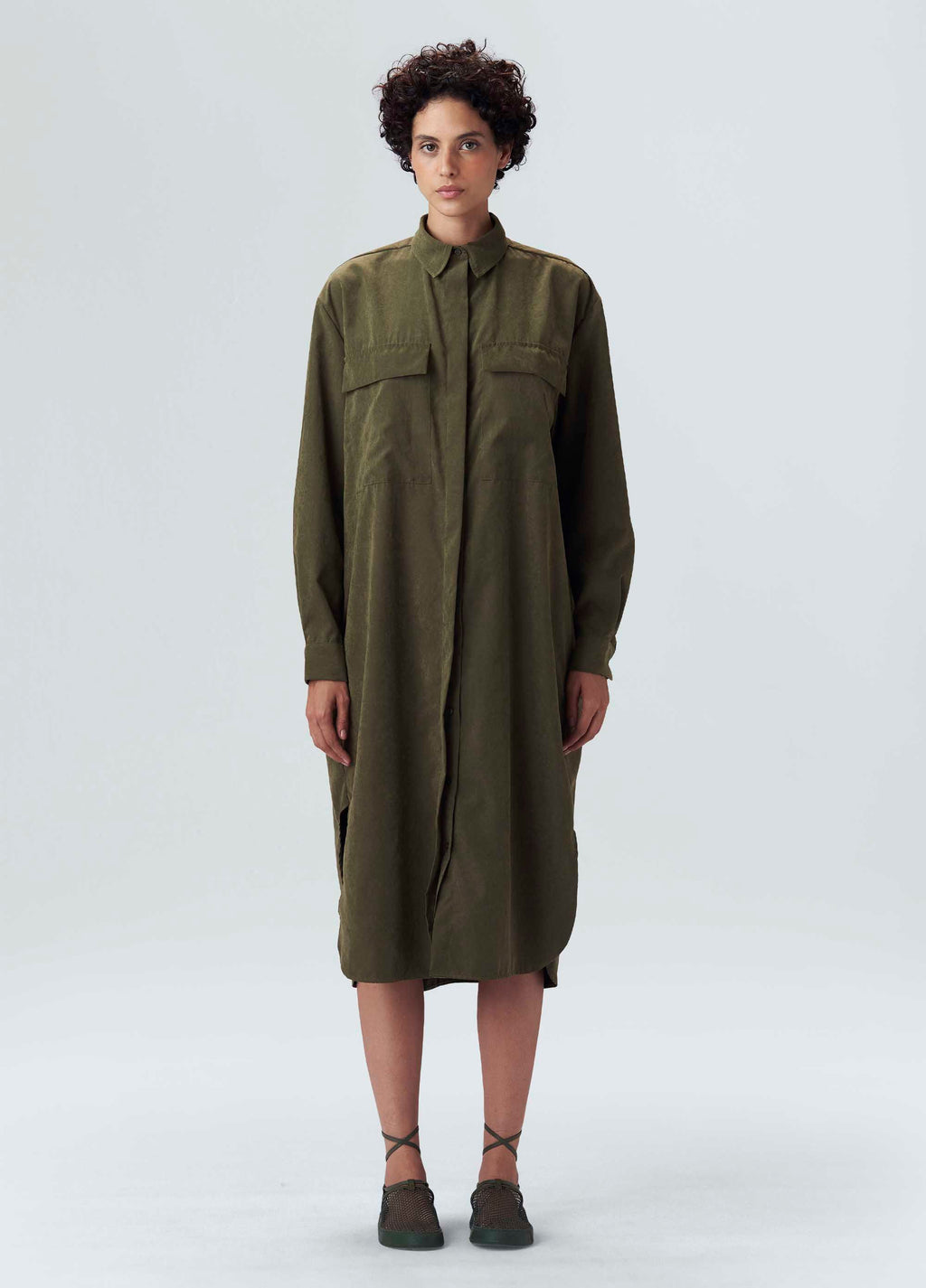 MIDI SHIRT DRESS WITH POCKETS