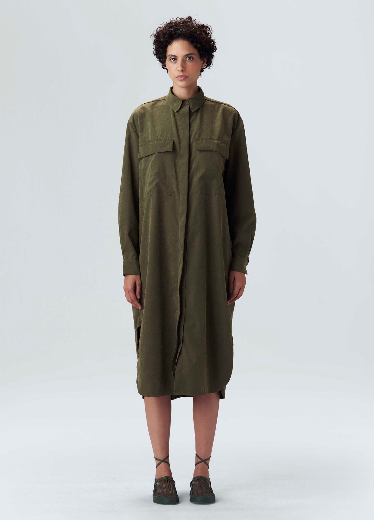 MIDI SHIRT DRESS WITH POCKETS