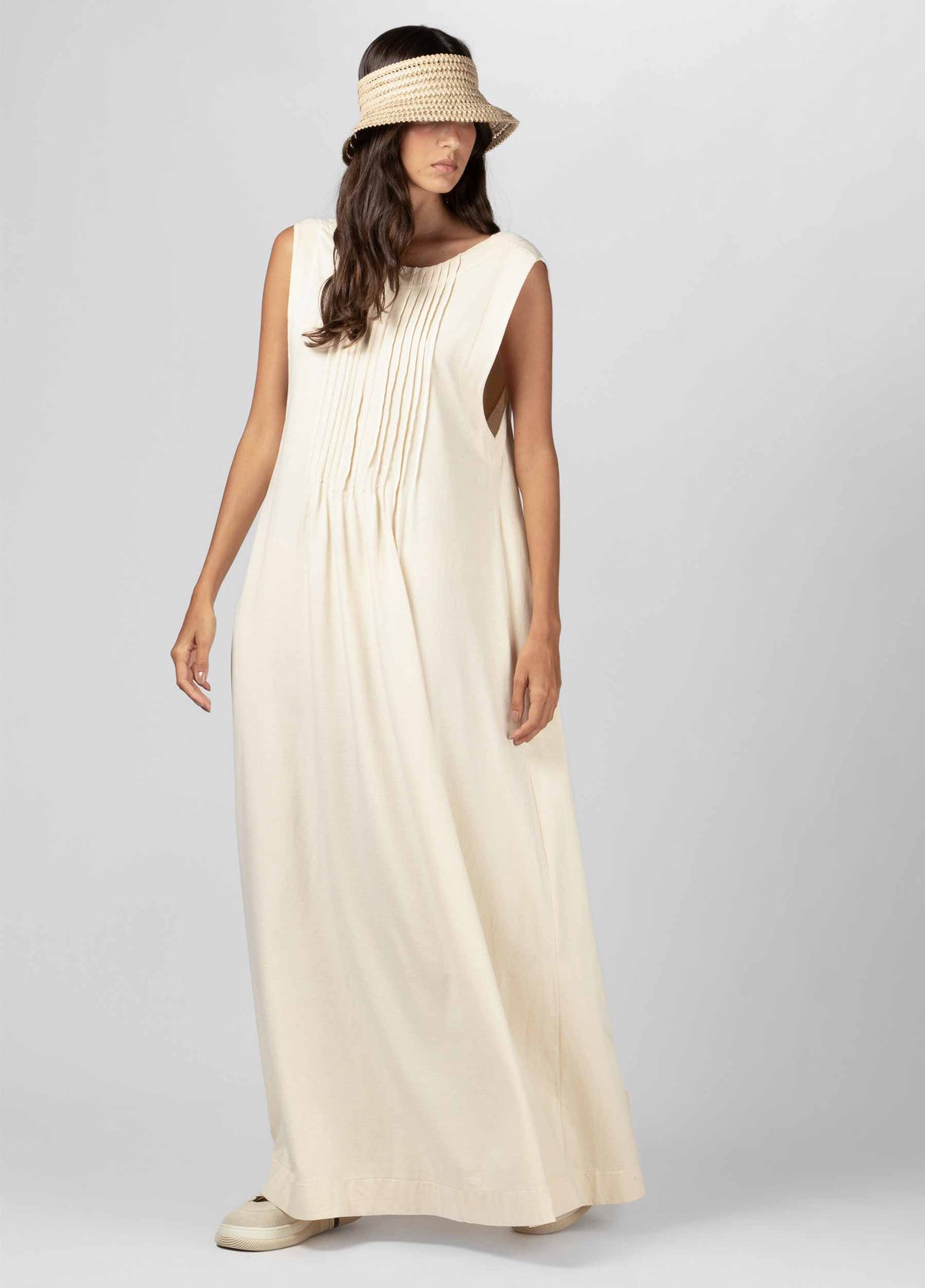 PLEATED SLEEVELESS DRESS