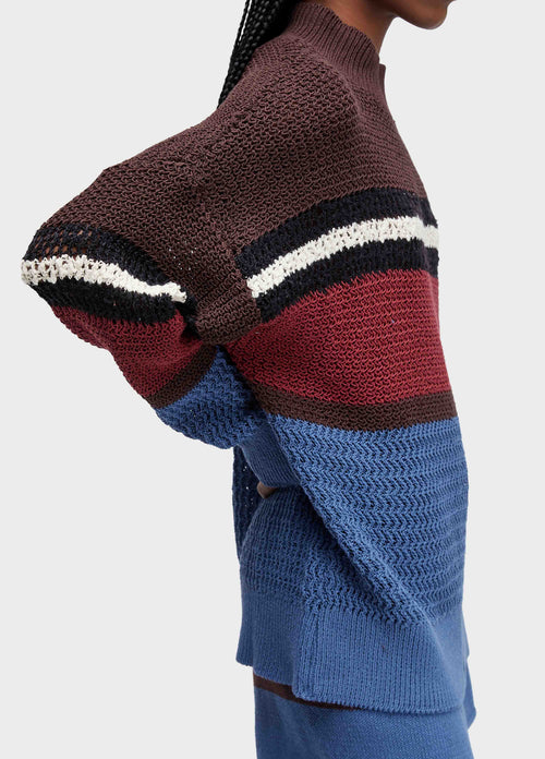 KNIT LONG SLEEVE BLOUSE CABINET STRIPES