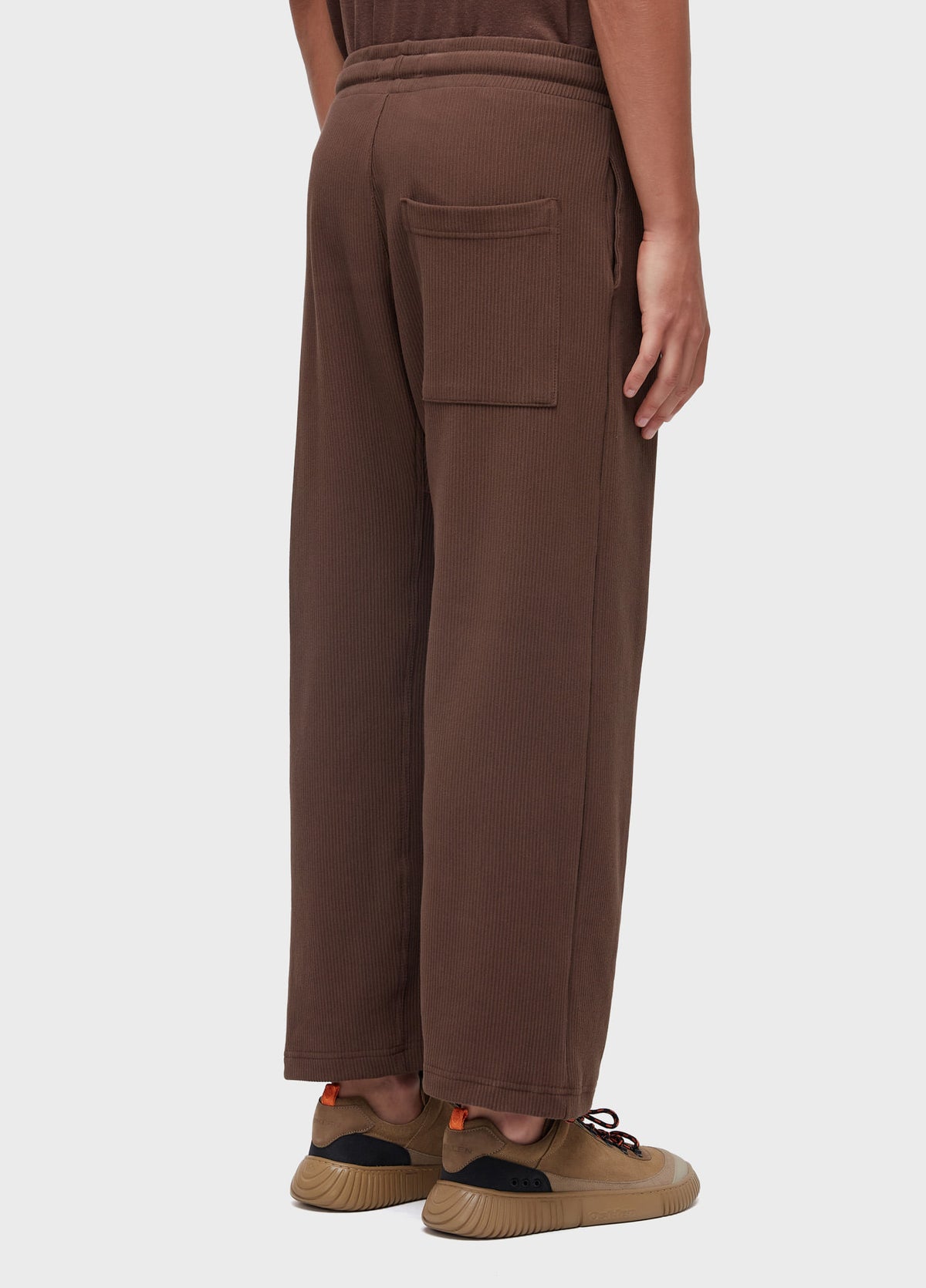 RIB-KNIT KIMONO PANTS IN WALNUT BROWN