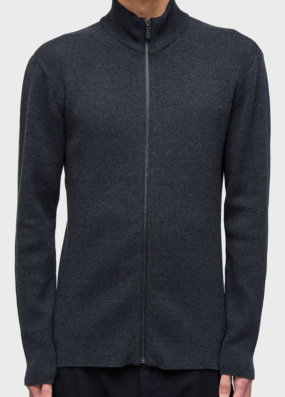 ZIPPED KNITTED COTTON SWEATER