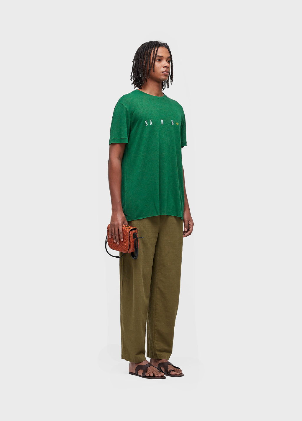 T-SHIRT SAMBA CROWN LIGHT LINEN SHORT SLEEVE FOREST GREEN