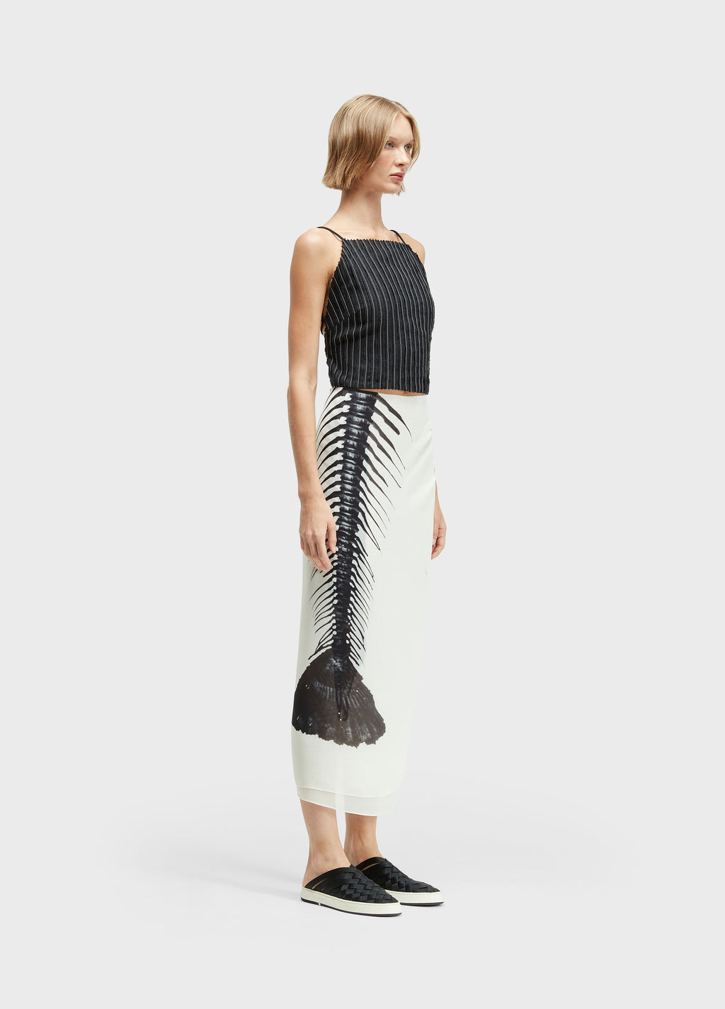 STRAPPY SMOCKED LINEN BLOUSE