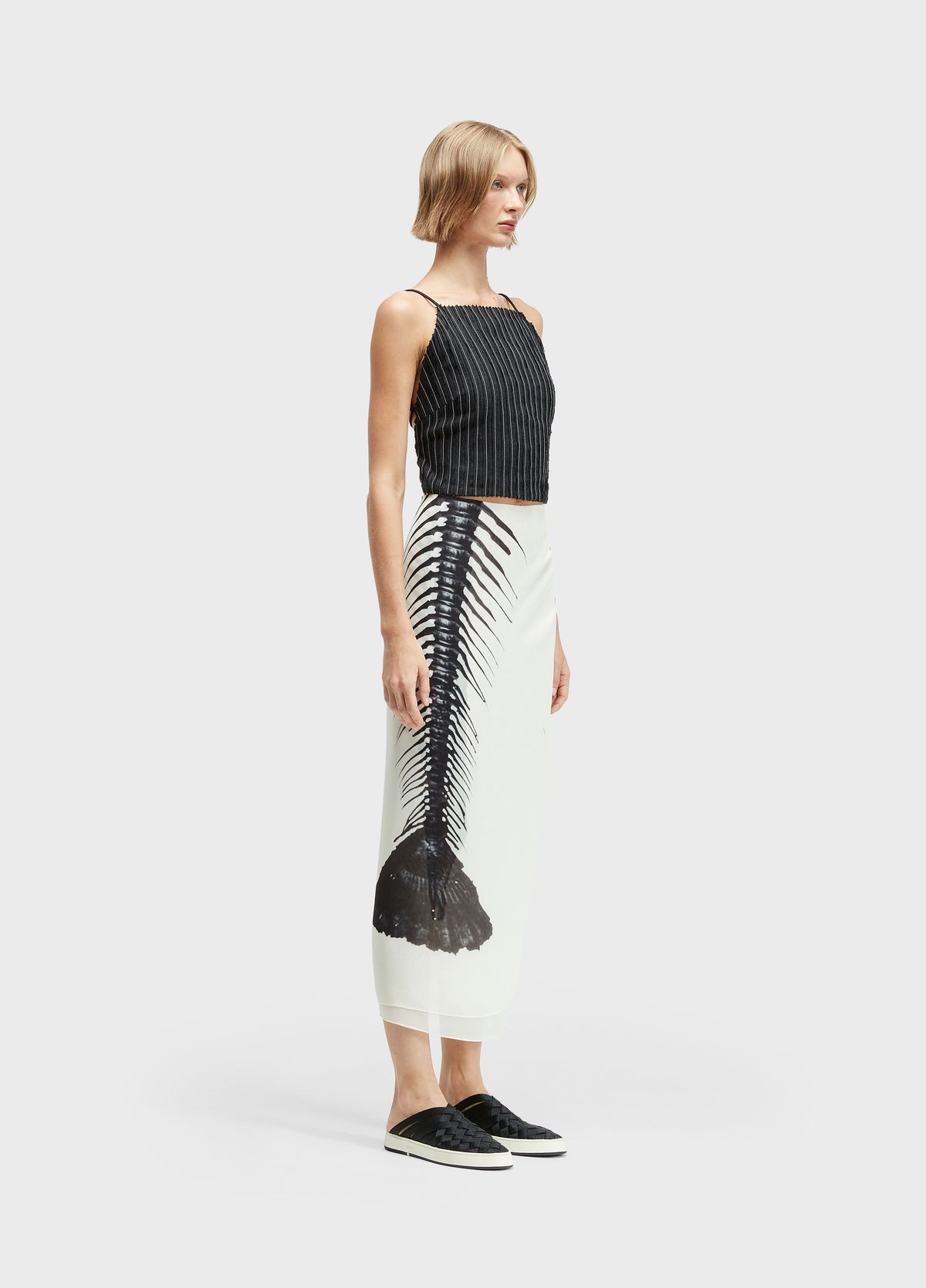 STRAPPY SMOCKED LINEN BLOUSE
