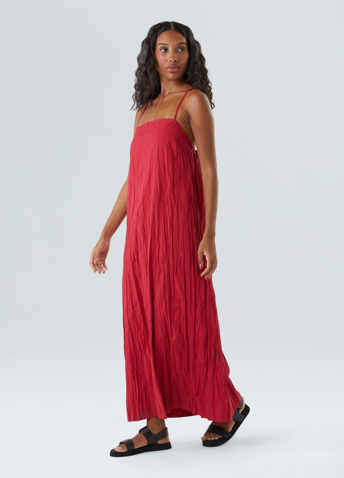 PLEATED MIDI DRESS
