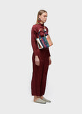 WRINKLED DOUBLE-FACED SATIN STRAIGHT-LEG PANTS