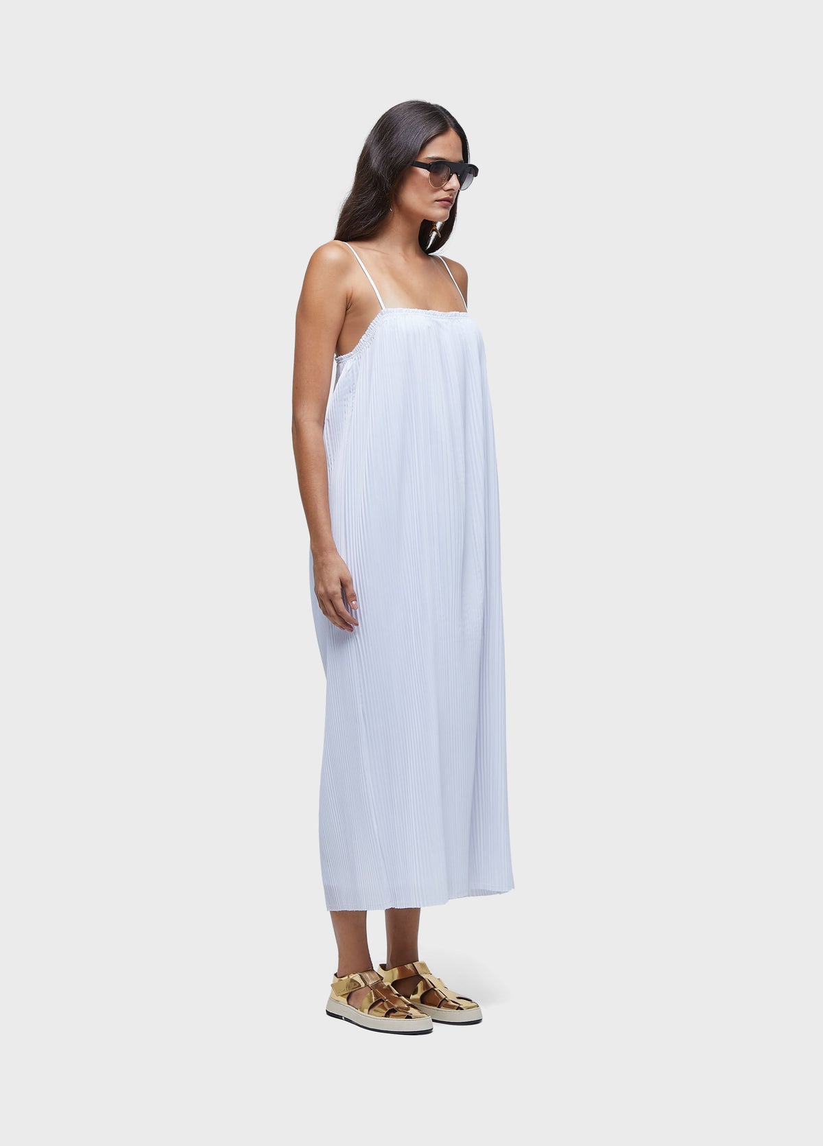 PLEATED STRAPPY DRESS