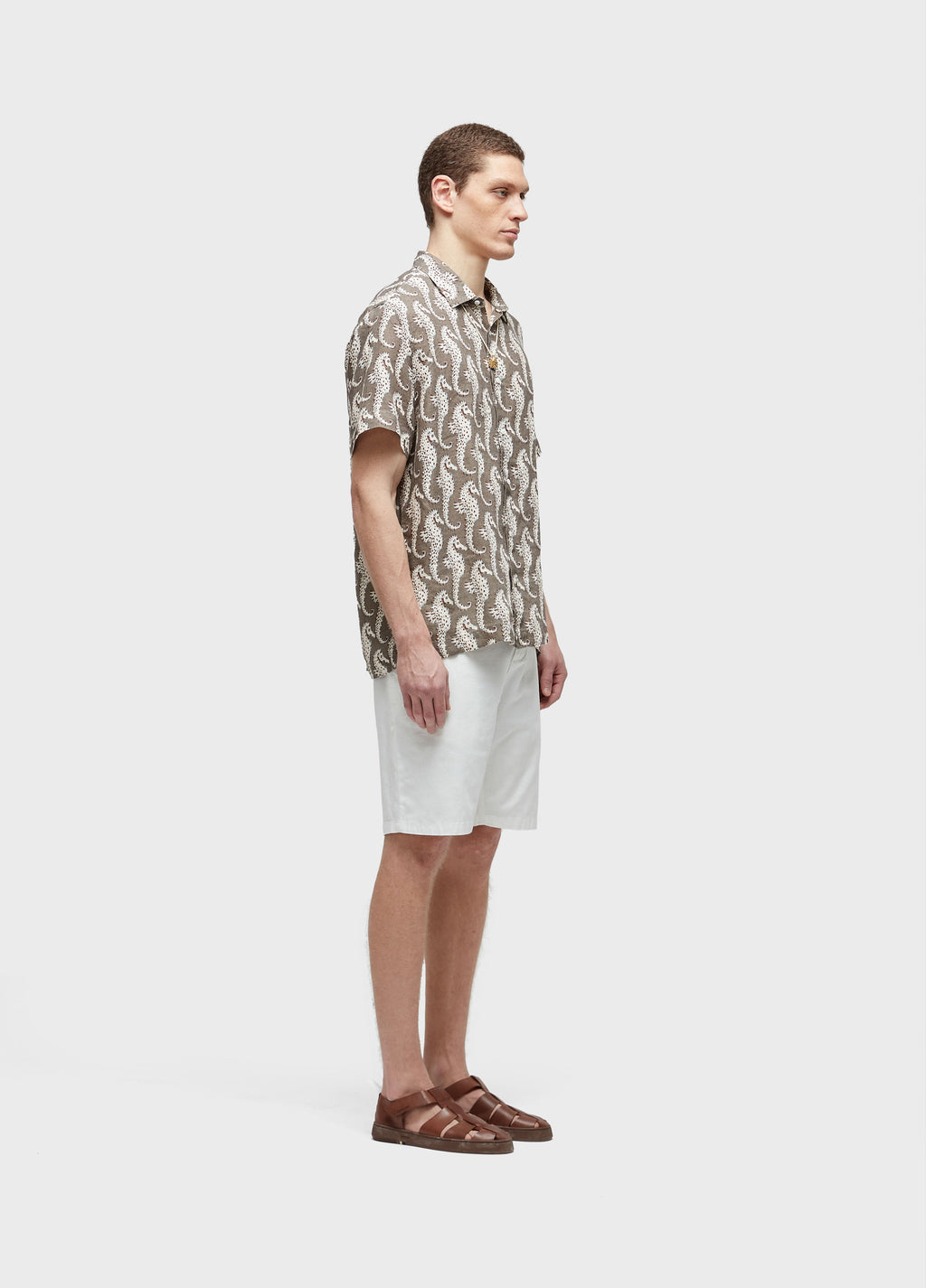 Camisa Linen Seahorse Green MC Verde/Off-White – Osklen – foto 2