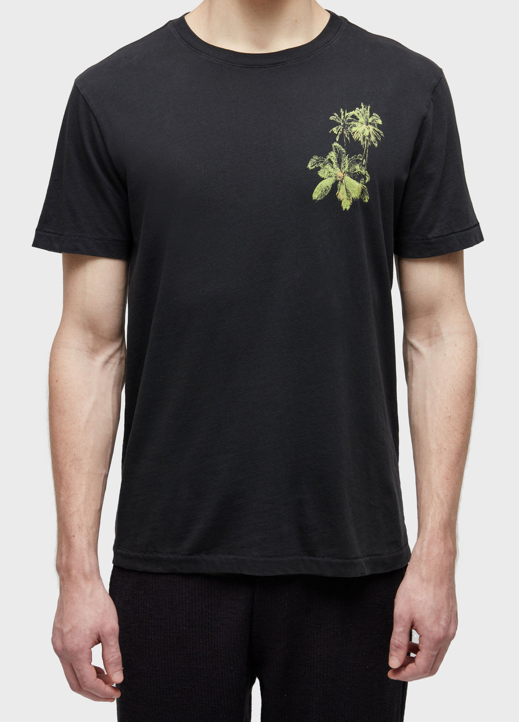 T-SHIRT SOFT USED PALM TREE BLACK SHORT SLEEVE