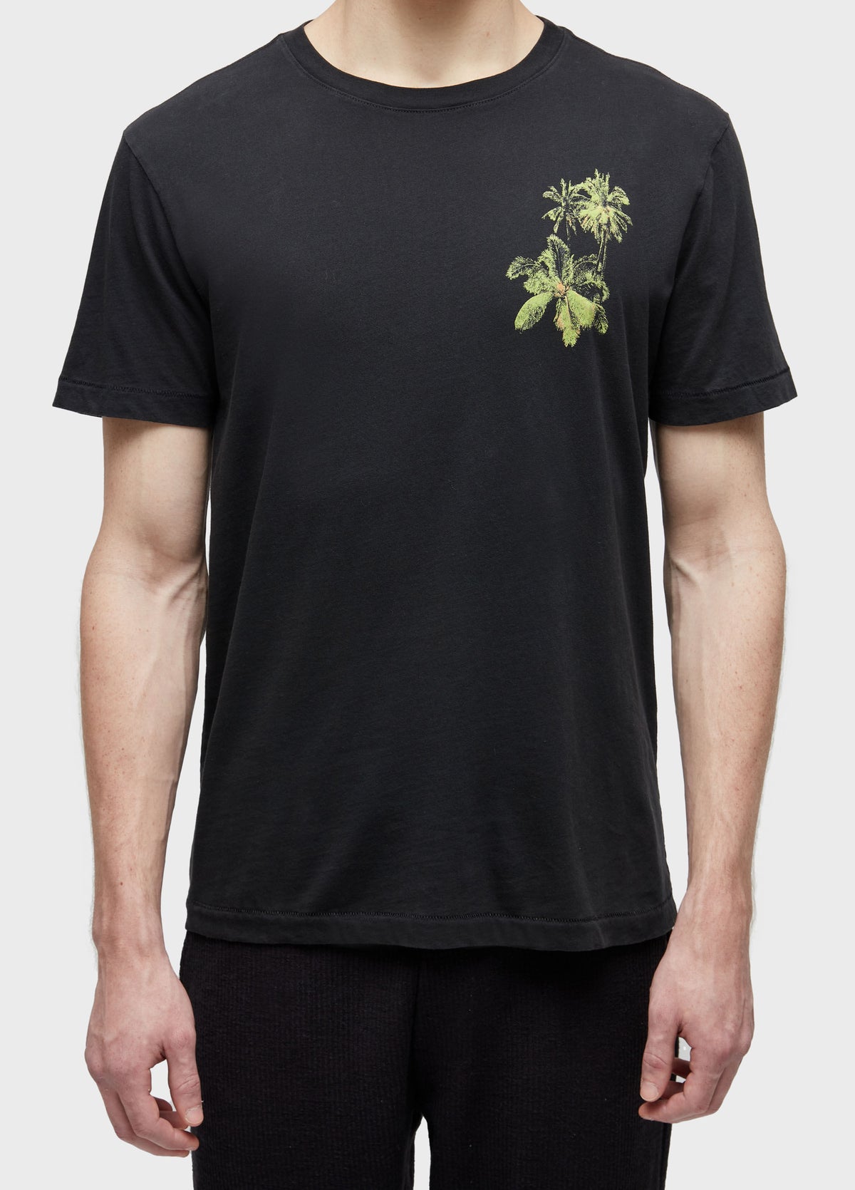 T-SHIRT SOFT USED PALM TREE BLACK SHORT SLEEVE