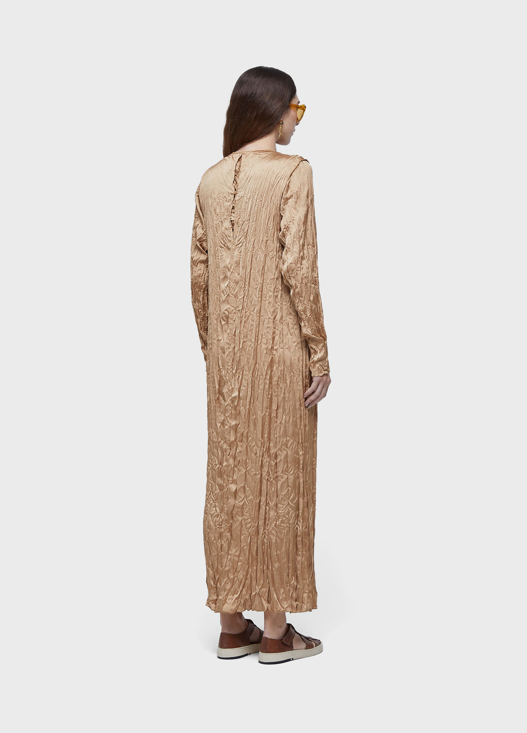 WRINKLED SATIN DOUBLE FACE DRESS