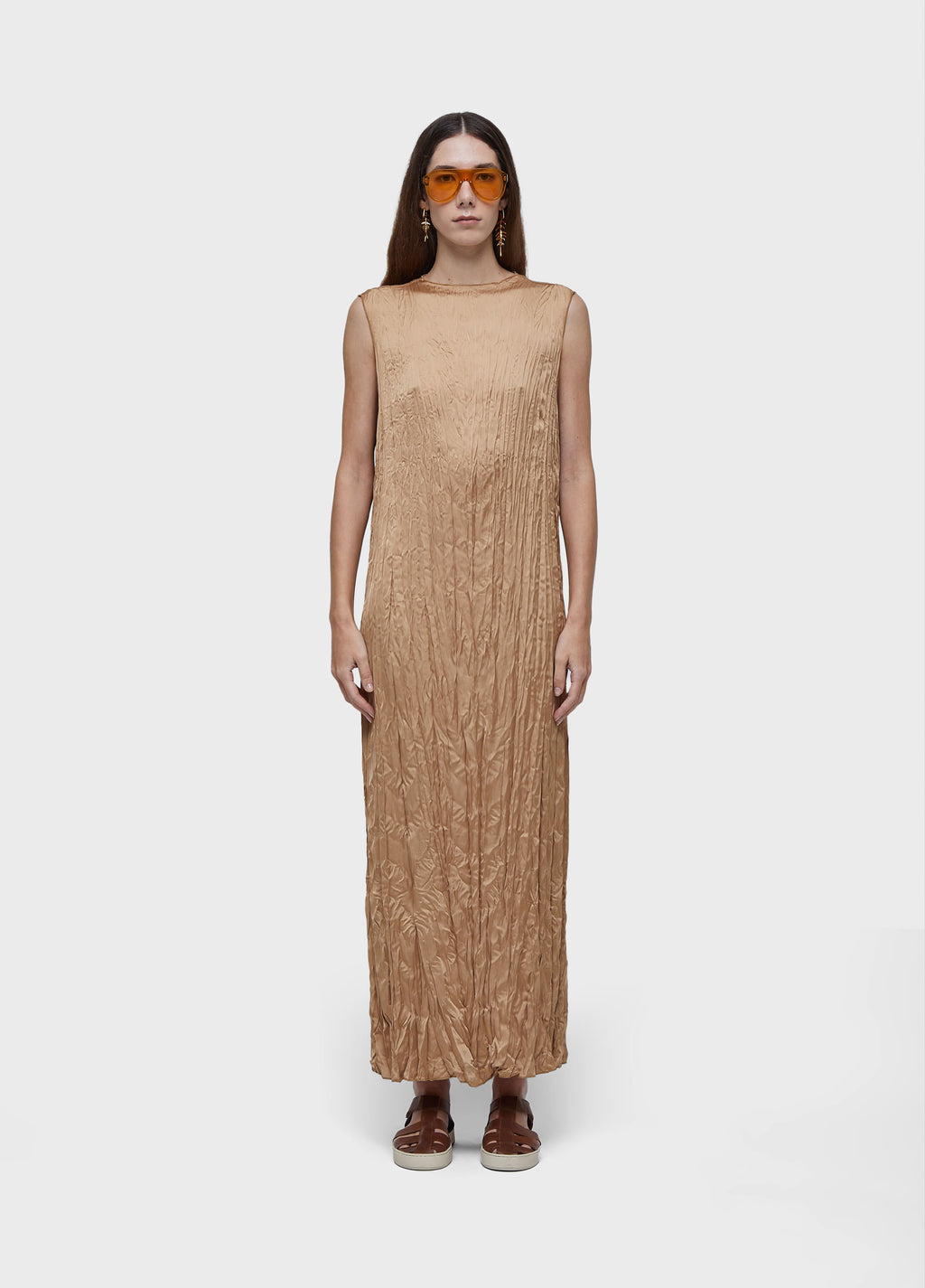 WRINKLED SATIN DOUBLE FACE DRESS