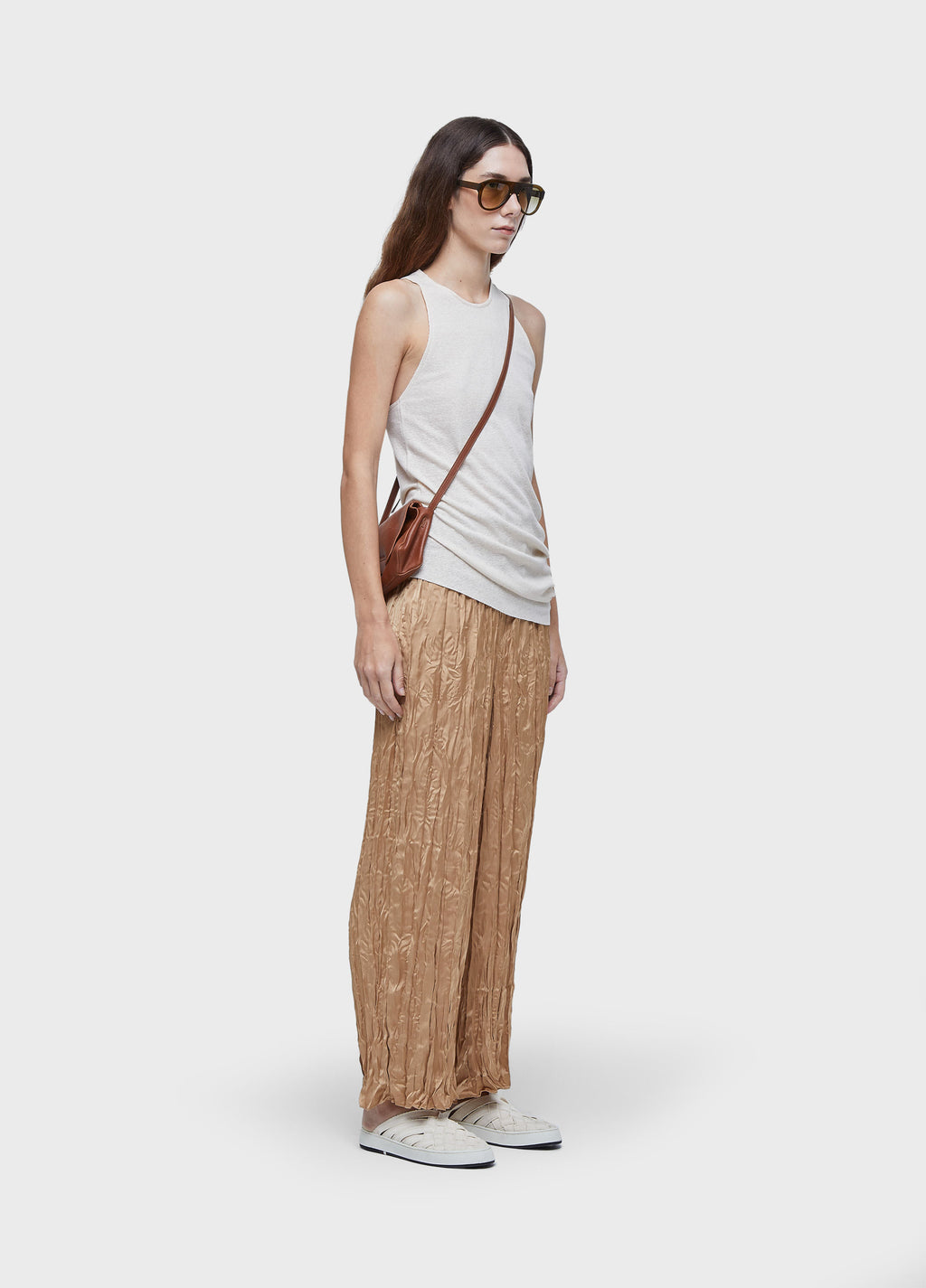 SATIN TRICOLINE STRAIGHT-LEG PANTS