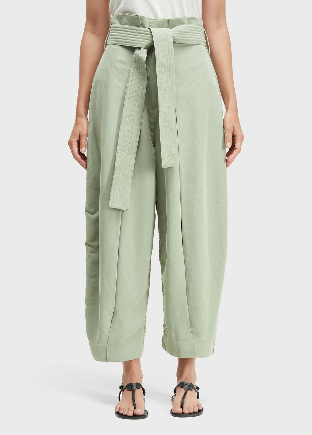 LINEN TOPSTITCH TROUSERS