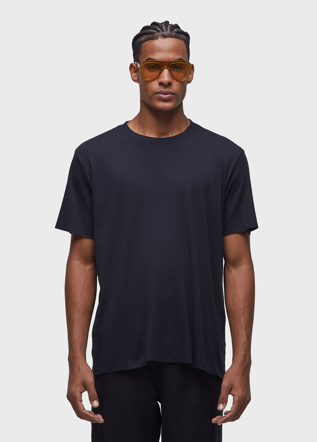 LIGHT RIB KNIT SHORT SLEEVE T-SHIRT