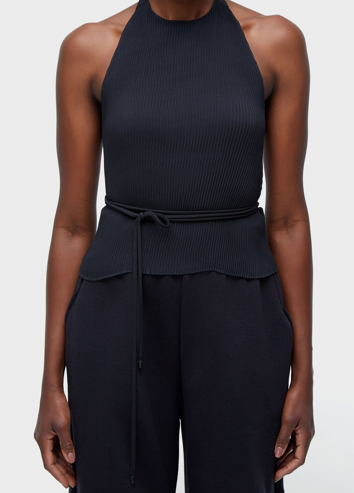 PLEATED HALTER NECK BLOUSE
