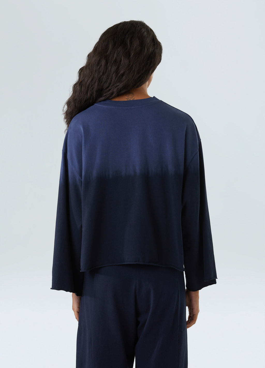 TIE-DYE BLUES LONG SLEEVE BLOUSE