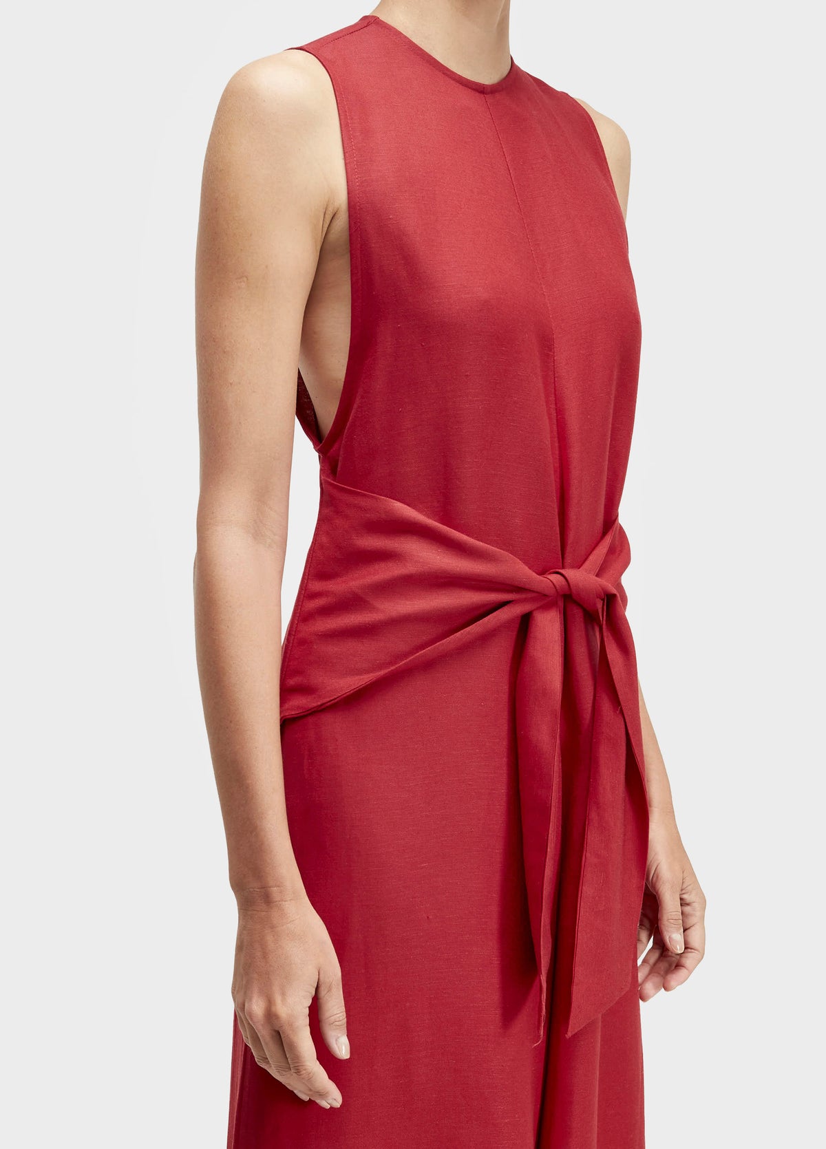 MACACÃO SLEEVELESS LINEN AMARRAÇÃO