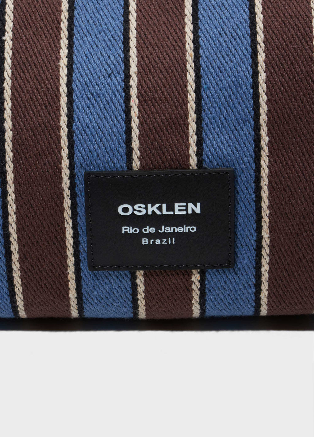 Bolsa Ivy Lona Listras Azul Marrom – Osklen – foto 5