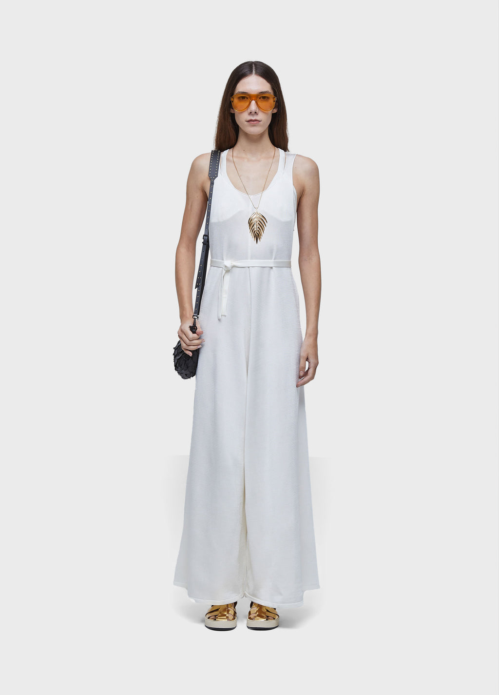 RAYON RACERBACK JUMPSUIT WITH TIE