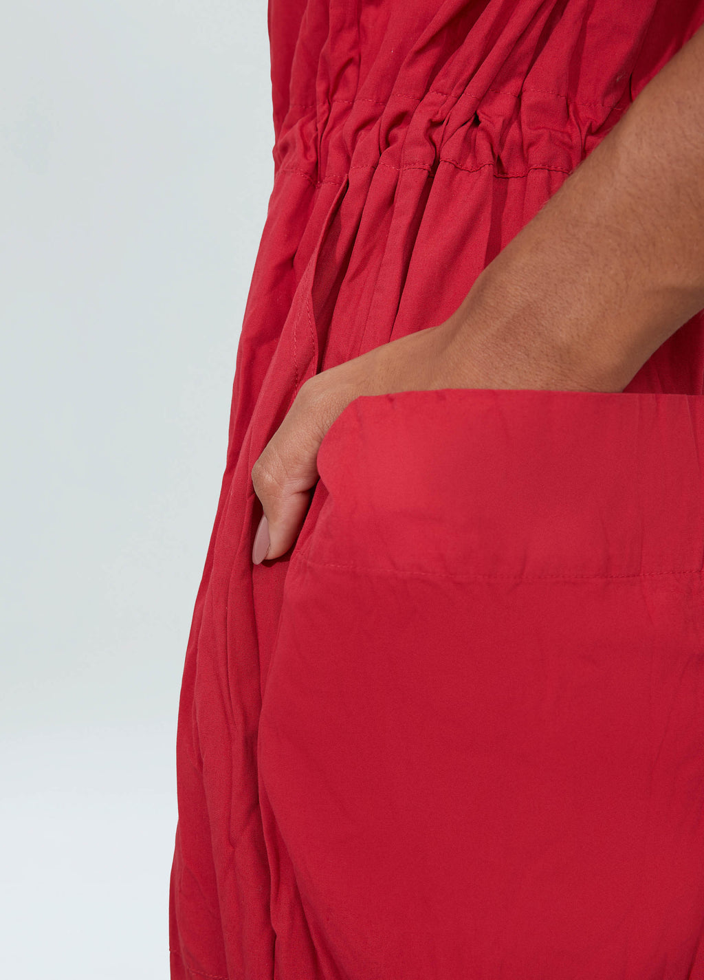 WRINKLED TRICOLINE LONG-SLEEVED JUMPSUIT