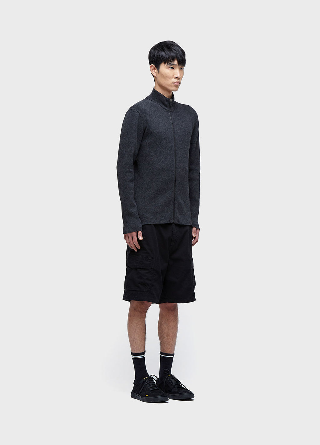 ZIPPED KNITTED COTTON SWEATER