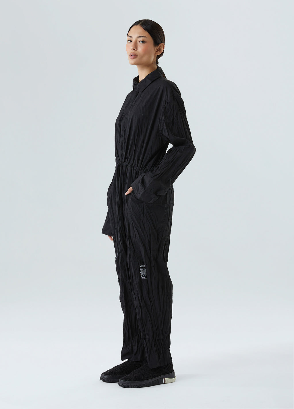 LONG SLEEVE WRINKLED TRICOLINE JUMPSUIT