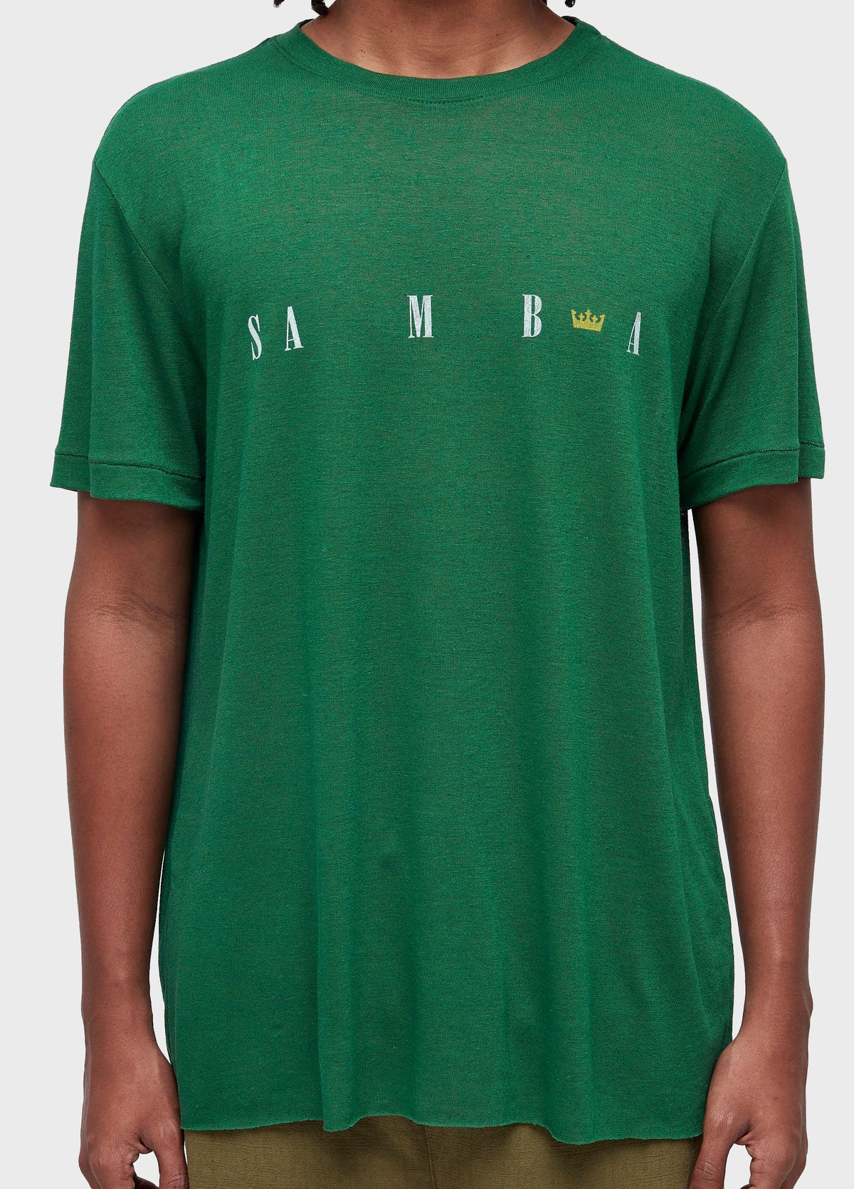 T-SHIRT SAMBA CROWN LIGHT LINEN SHORT SLEEVE FOREST GREEN