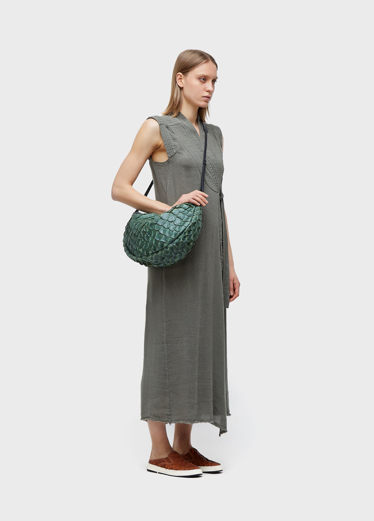 RECYCLED LINEN TIE DRESS