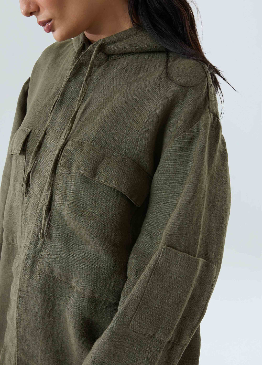 DOUBLE-FACED HOODED SHIRT