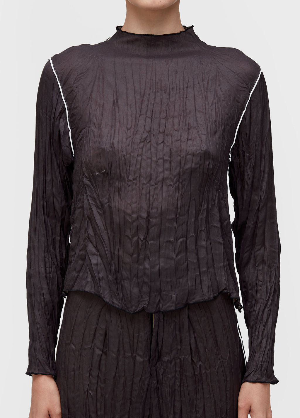 WRINKLE SATIN DOUBLE-FACED LONG-SLEEVED BLOUSE