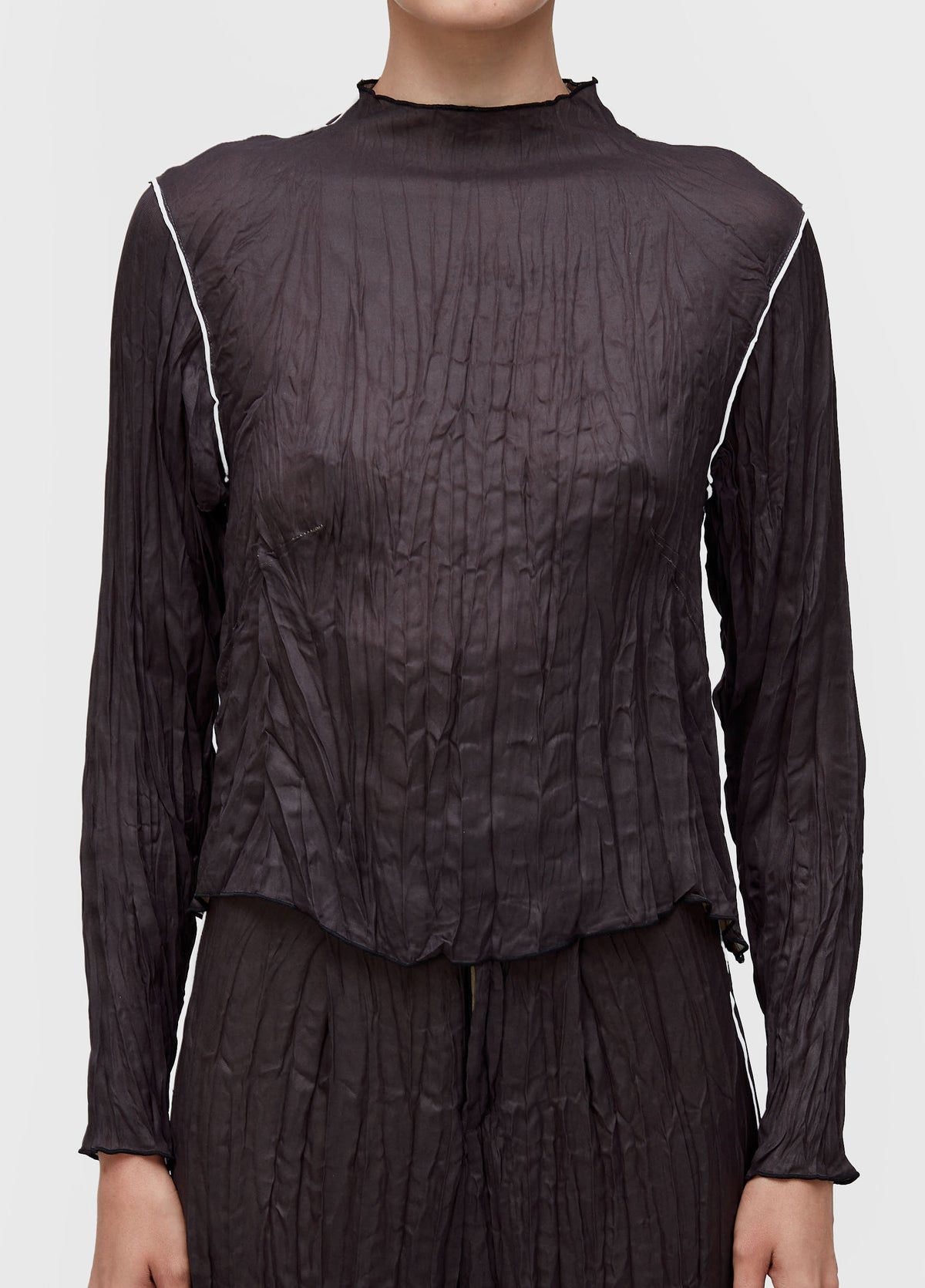 WRINKLE SATIN DOUBLE-FACED LONG-SLEEVED BLOUSE