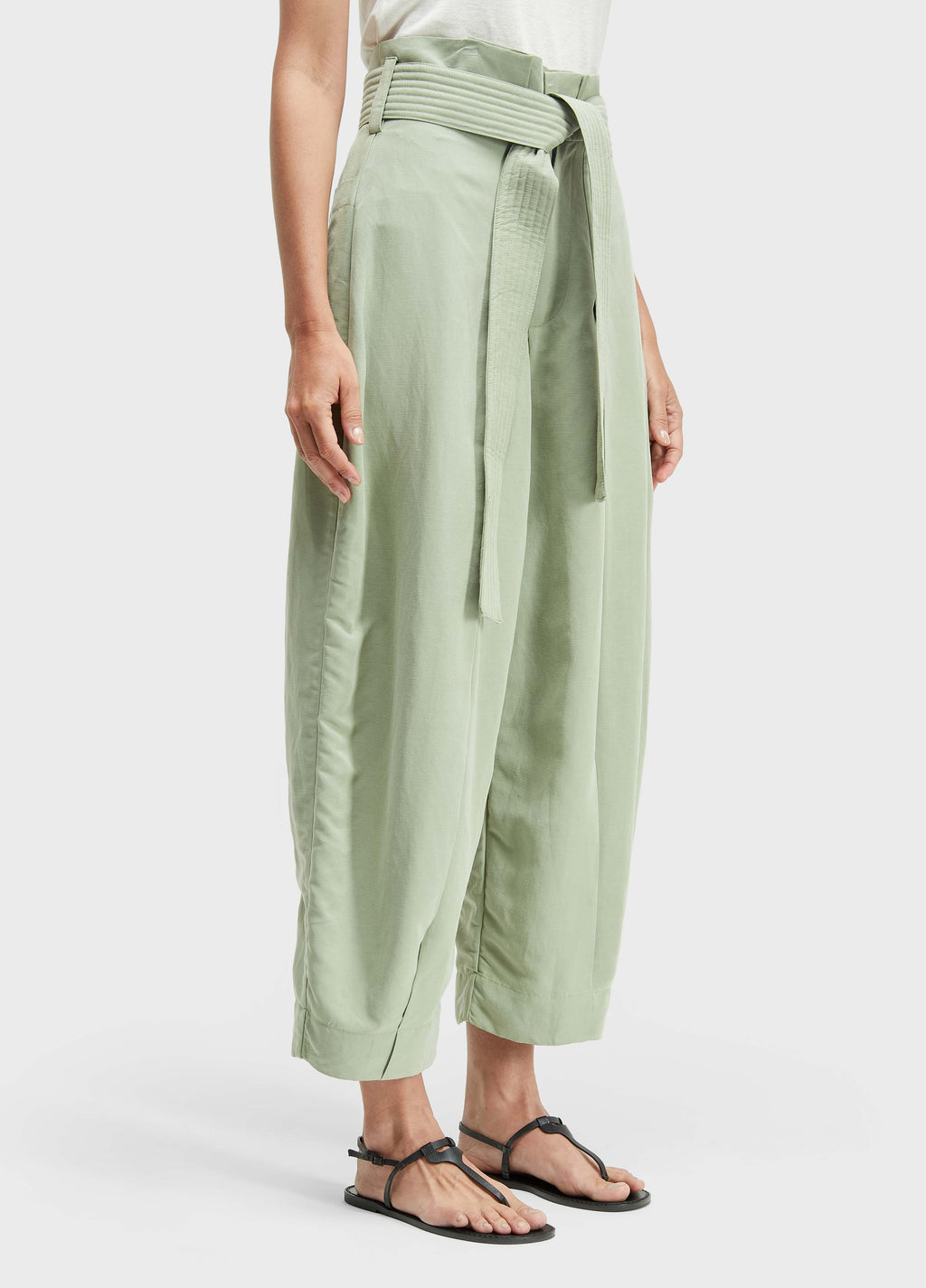 LINEN TOPSTITCH TROUSERS