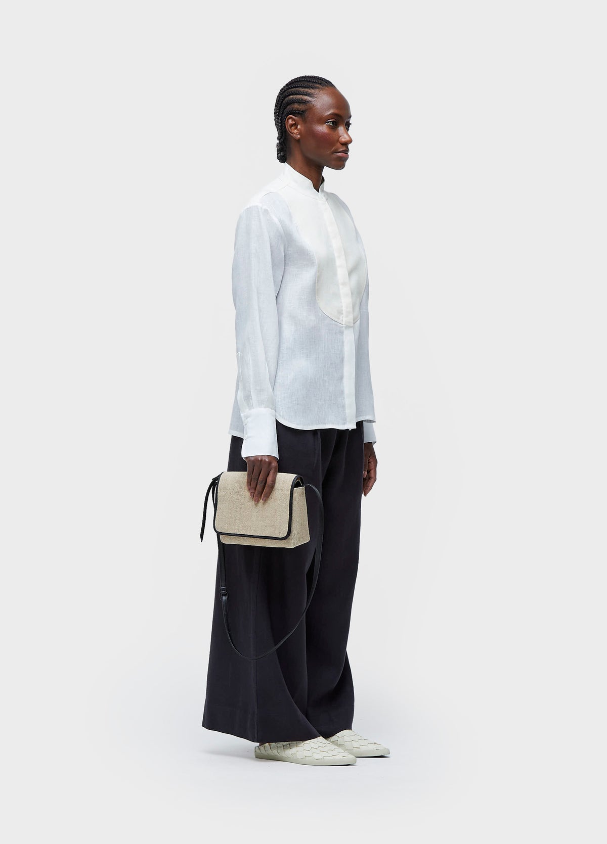 WAXED LINEN TUXEDO TROUSERS