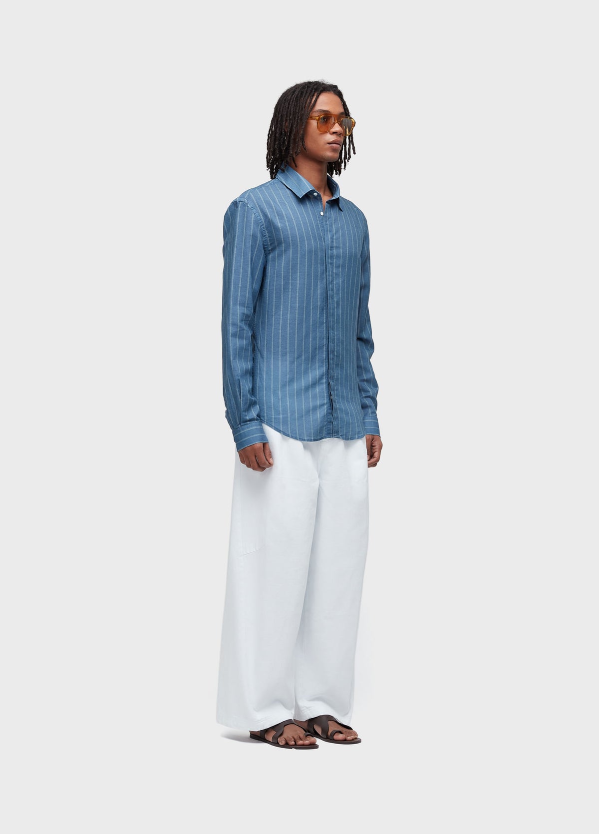 OVER WIDE TWILL WHITE PANTS