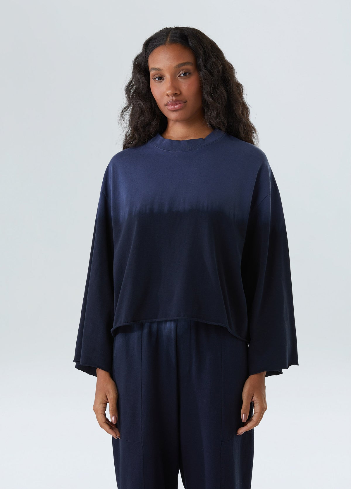 TIE-DYE BLUES LONG SLEEVE BLOUSE