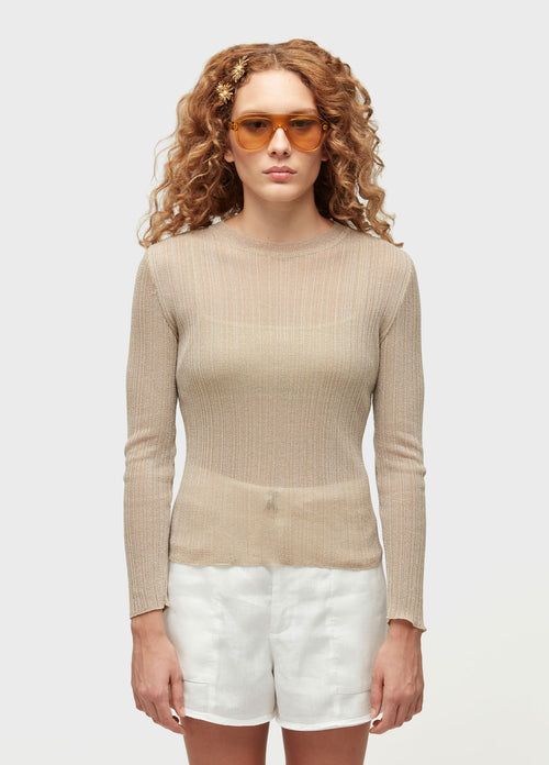 GOLD KNITTED LONG-SLEEVE BLOUSE