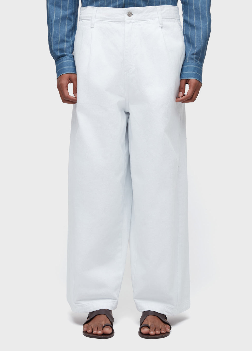 OVER WIDE TWILL WHITE PANTS