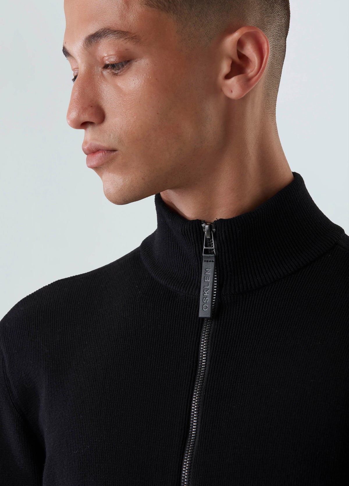 COTTON KNITTED ZIPPED SWEATER