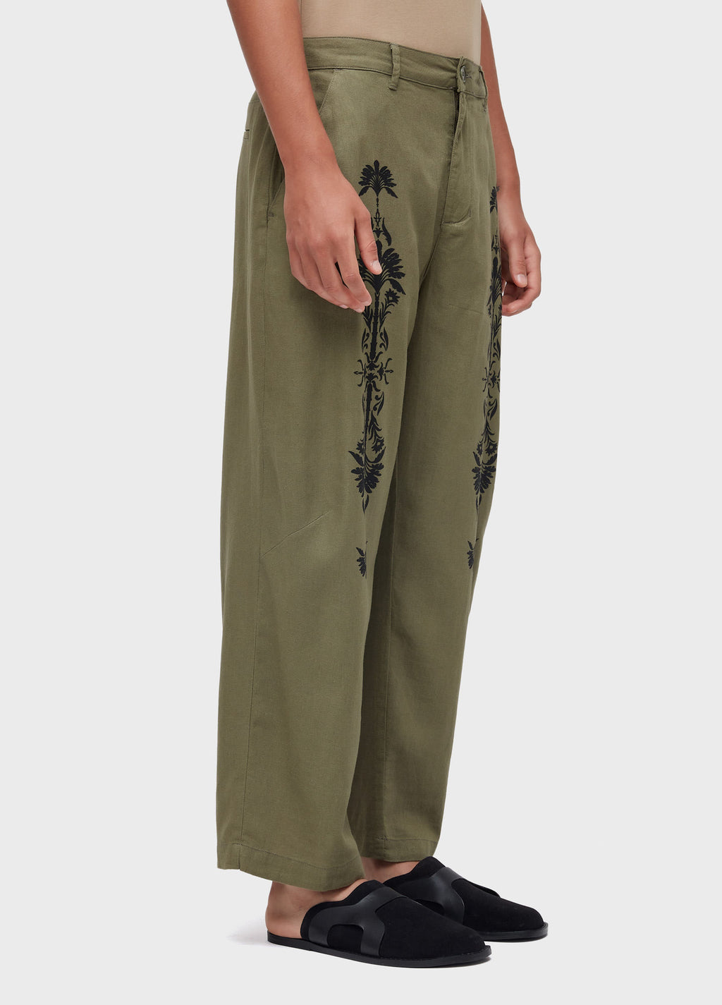 PALM ARABESQUE LINEN PANTS