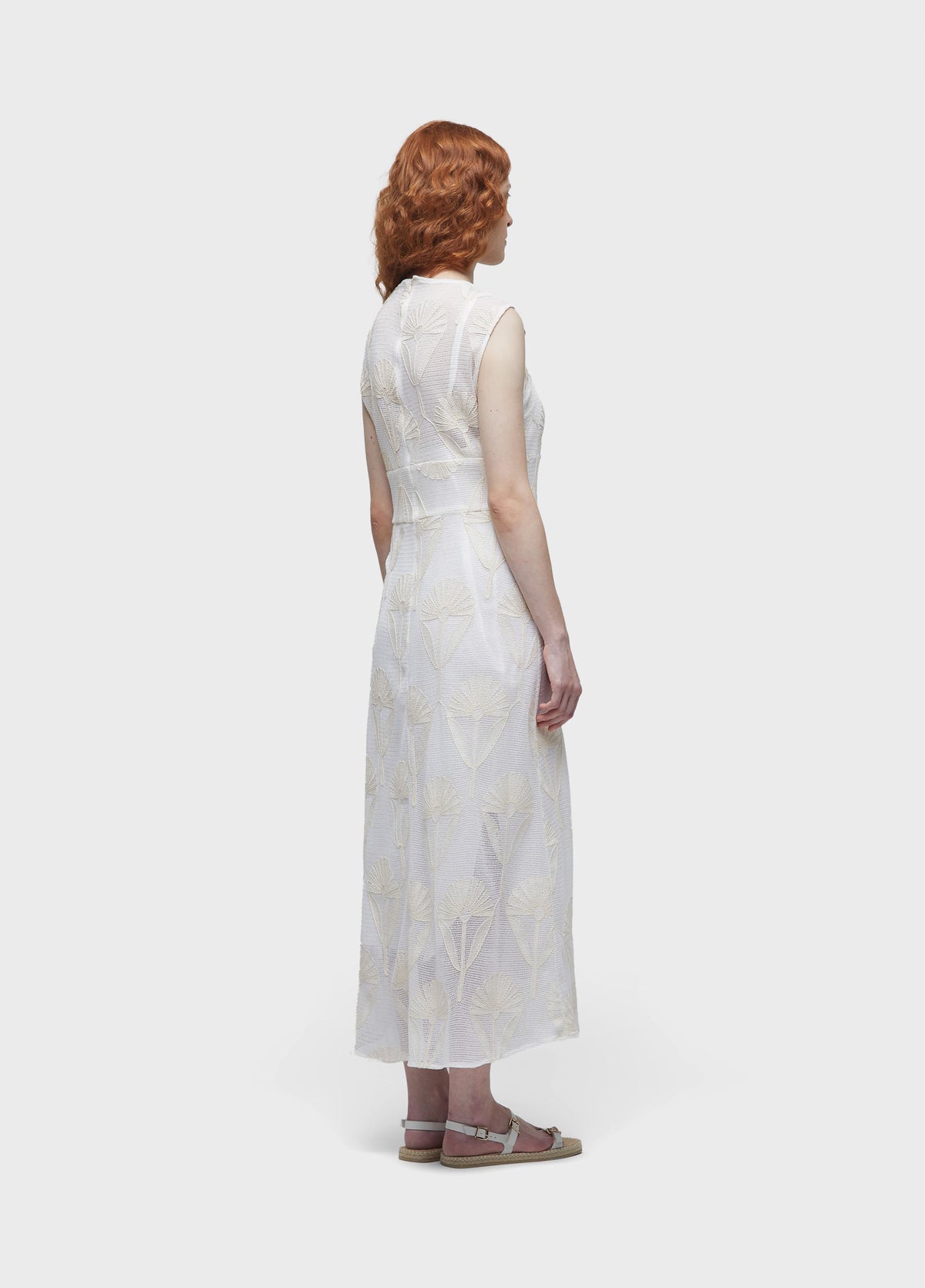 SUN FLOWER EMBROIDERED MESH DRESS