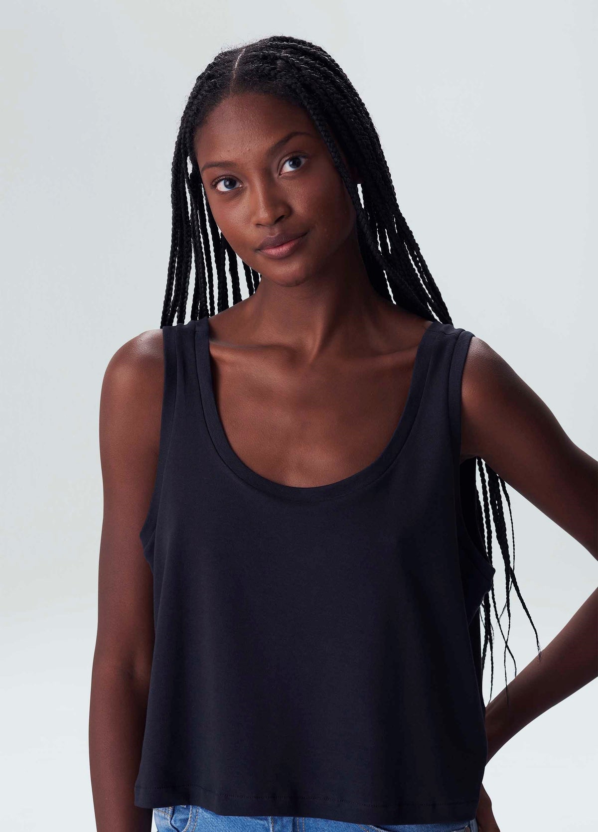 U-NECK CROPPED TANK TOP E-BASICS