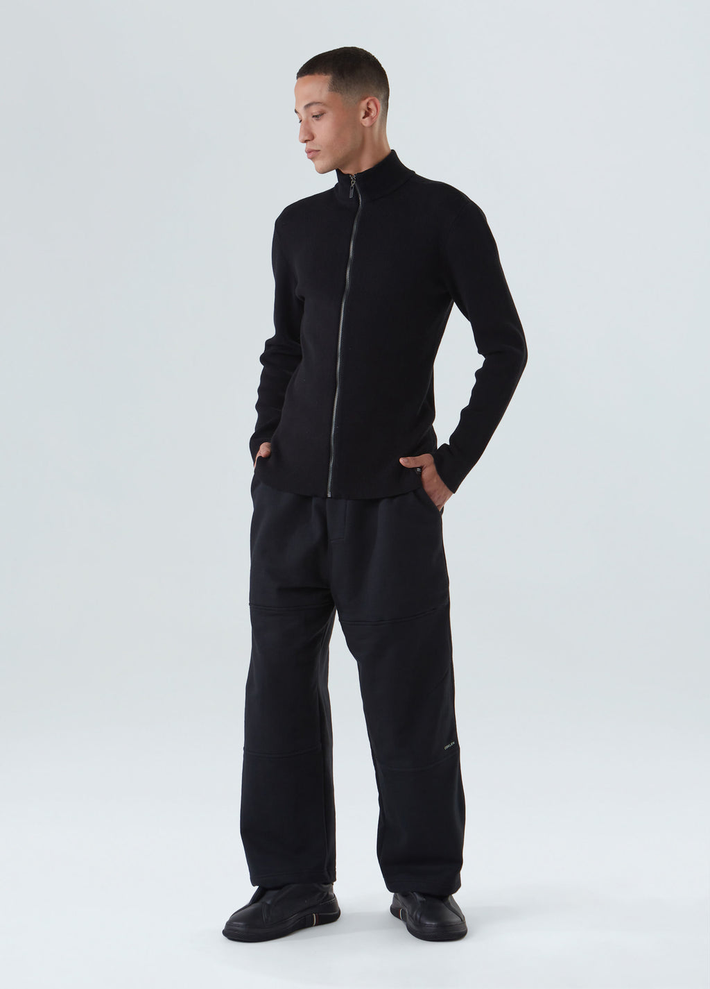 COTTON KNITTED ZIPPED SWEATER