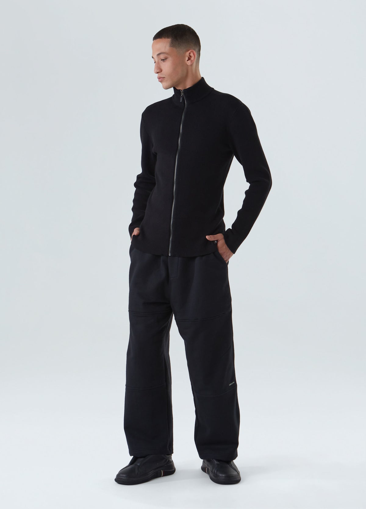 COTTON KNITTED ZIPPED SWEATER